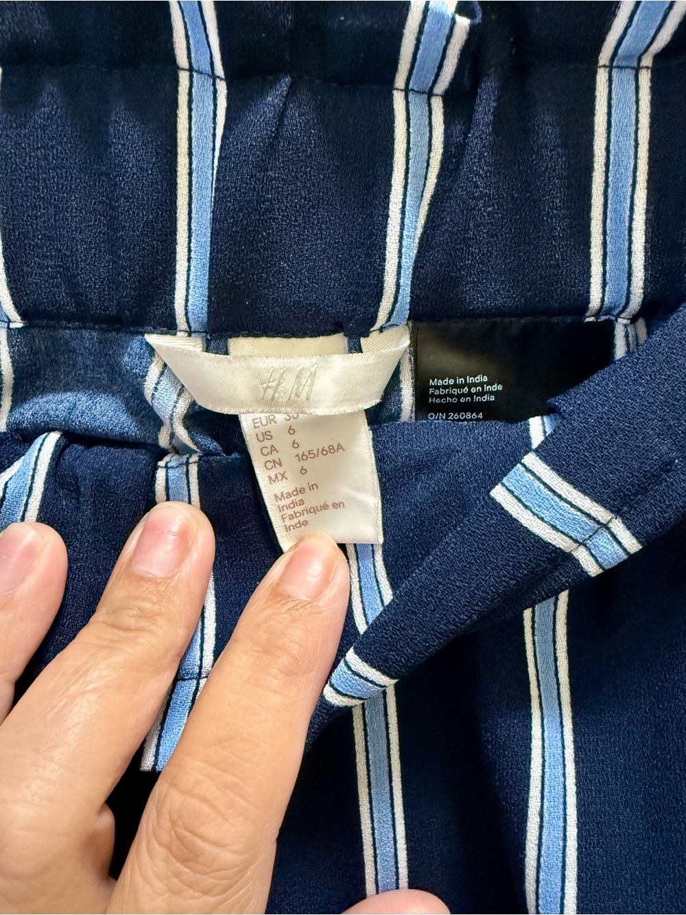 H&M Navy & White Vertical Stripe Wide-Leg Pants - Picture 4 of 5